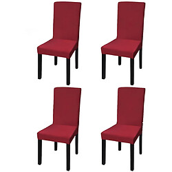 Decoshop26 Housse de chaise droite extensible 4 pcs Bordeaux DEC022369