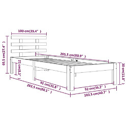 vidaXL Cadre de lit sans matelas blanc bois massif 100x200 cm pas cher