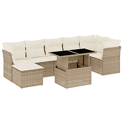 vidaXL Salon de jardin avec coussins 8 pcs beige résine tressée