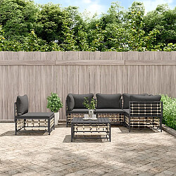 Maison Chic Salon de jardin 6 pcs + coussins - Mobilier/Meubles de jardin - Table et chaises d'extérieur anthracite résine tressée -MN69287