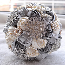 Wewoo Mariage Tenant des Perles Diamant gris Fleurs Bouquet De Mariée Accessoires Demoiselle D'honneur Strass Fête De Décoration Fournitures, Diamètre: 20cm