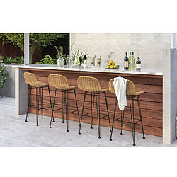 Rendez Vous Deco Chaise de bar Jigani naturelle 76 cm (lot de 2)