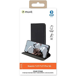 Muvit Étui de Protection pour Xiaomi 12T/12T Pro 5G Folio Stand Noir