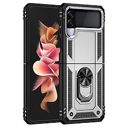 Coque en TPU antichoc avec béquille argent pour votre Samsung Galaxy Z Flip3 5G