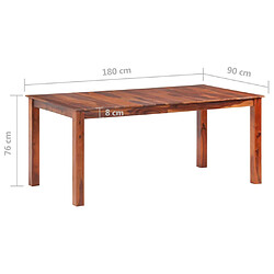 vidaXL Table à manger 180x90x76 cm Bois massif pas cher