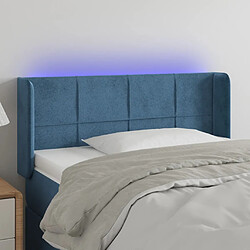 vidaXL Tête de lit à LED Bleu foncé 93x16x78/88 cm Velours