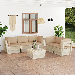 vidaXL Salon de jardin palette 6 pcs avec coussins bois d'épicéa