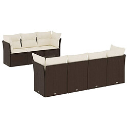 vidaXL Salon de jardin 8 pcs avec coussins marron résine tressée