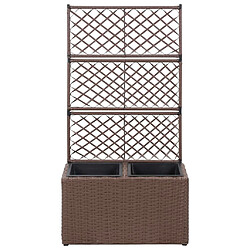 Maison Chic Jardinière,Lit surélevé - Bac à fleurs - pot de fleur treillis 2 pots 58x30x107cm Résine tressée Marron -GKD91473