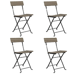 vidaXL Chaises de bistrot pliantes lot de 4 Gris Résine tressée acier