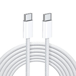 iLike CBL6 Fil tressé 65W PD USB-C vers USB-C Données & Chargeur Câble 2m Blanc