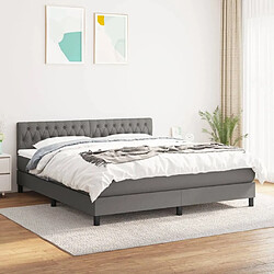 Maison Chic Lit Adulte - Lit simple Lit à sommier tapissier avec matelas moelleux - Meuble de Chambre - Gris foncé 180x200cm Tissu -MN68997