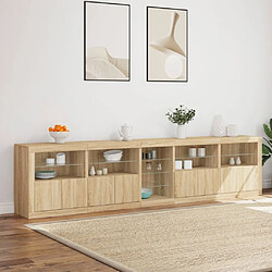 Avis vidaXL Buffet avec lumières LED chêne sonoma 283x37x67 cm