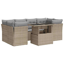 vidaXL Salon de jardin avec coussins 7 pcs beige résine tressée