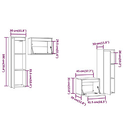 vidaXL Meubles TV 4 pcs Blanc Bois massif de pin pas cher