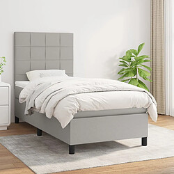 Maison Chic Lit Adulte - Lit simple Lit à sommier tapissier avec matelas moelleux - Meuble de Chambre - Gris clair 90x200 cm Tissu -MN62983