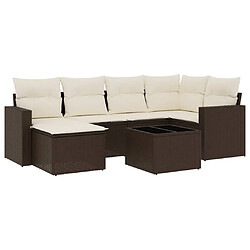 vidaXL Salon de jardin avec coussins 7 pcs marron résine tressée