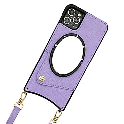 Coque en TPU + PU design en queue de poisson avec porte-carte et bandoulière pour votre iPhone 12 Pro Max 6.7 pouces - violet