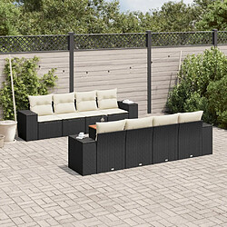 Maison Chic Ensemble Tables et chaises d'extérieur 9 pcs avec coussins,Salon de jardin noir résine tressée -GKD683880