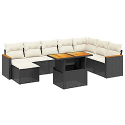 Maison Chic Ensemble Tables et chaises d'extérieur 9 pcs avec coussins,Salon de jardin noir résine tressée -GKD848560