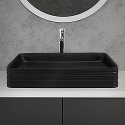 Acheter ML-Design Lavabo en Céramique Noir Mat, 68 x 38 x 12 cm, Rectangulaire, Vasque à Poser sur Plan de Toilette, Lave-Mains Évier pour la Salle de Bain/WC Invités, Design Moderne, sans Matériel Montage