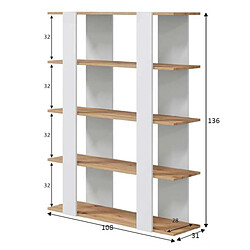 Avis Dansmamaison Étagère 5 niveaux Blanc Mat/Chêne - IDEAX