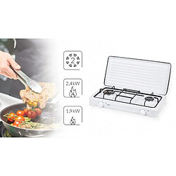 Avis Cuisinière à gaz portable pour le camping, réchaud portable, 2 brûleurs réglable, , Blanc, MPM, SML-KN-02/1K