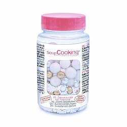 Scrapcooking Pot de perles en sucre 80 g, doré, argent et blanc