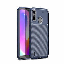 Wewoo Coque Souple TPF antichoc Texture en fibre de carbone pour Motorola Moto P40 Play Bleu