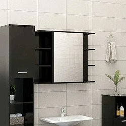 Maison Chic Armoire à miroir de salle de bain,Meuble de rangement,Meuble bas de bain Noir 80x20,5x64 cm Aggloméré -GKD912273