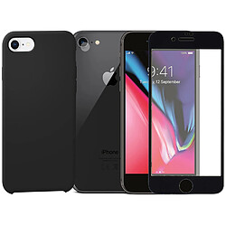 Protection intégrale Verre Trempé avec bords Noir pour iPhone 7+Verre Trempé Caméra Arrière+Coque souple silicone Noire -Visiodirect-