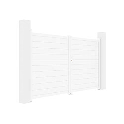 Avis Vente-Unique Portail battant aluminium plein L305 x H181 cm blanc - NAZARIO