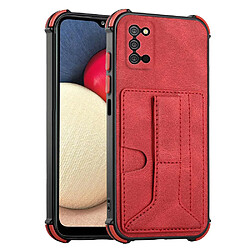 Coque en TPU + PU antichoc avec béquille et porte-cartes rouge pour votre Samsung Galaxy A02s (166.5x75.9x9.2mm)/Galaxy A03s (166.5 x 75.98 x 9.14mm)