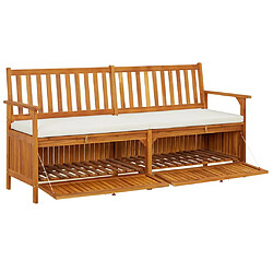 Helloshop26 Banc de jardin meuble de patio d'extérieur terrasse de rangement avec coussin 170 x 63 x 84 cm bois d'acacia solide 02_0011799