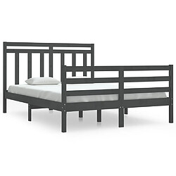 vidaXL Cadre de lit sans matelas gris 140x190 cm bois massif