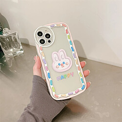 GUPBOO Étui pour iPhone13Pro Étui de téléphone de dessin animé ours et lapin anglais couleur silicone transparent