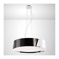 Luminaire Center Suspension Dakota Medium 4 Ampoules chrome poli/noir & arylique blanc