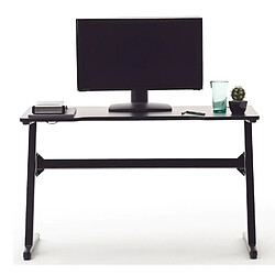 Pegane Bureau d'ordinateur / table de jeu aspect carbone en métal + LED - Longueur 120 x Hauteur 73 x Profondeur 60 cm