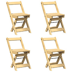 Decoshop26 Lot de 4 chaises de cuisine ou salle à manger pliables en bois de pin brun DEC026289