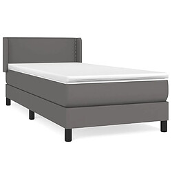 Maison Chic Lit Adulte - Lit simple Lit à sommier tapissier avec matelas moelleux - Meuble de Chambre - Gris 90x200 cm Similicuir -MN12224