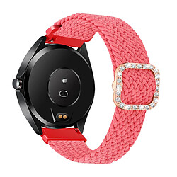 Bracelet en nylon tressée en strass réglable 20mm rose pour votre Samsung Galaxy Watch Active