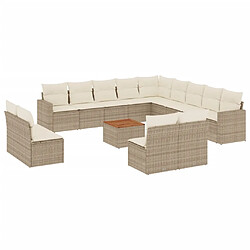 Maison Chic Salon de jardin avec coussins 14 pcs | Ensemble de Table et chaises | Mobilier d'Extérieur beige résine tressée -GKD92074