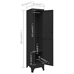 vidaXL Armoire à casiers Noir 38x45x180 cm Acier pas cher