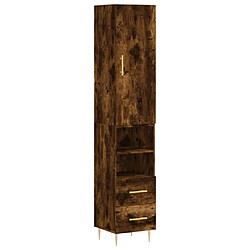 vidaXL Buffet haut Chêne fumé 34,5x34x180 cm Bois d'ingénierie