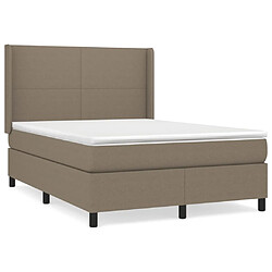 vidaXL Sommier à lattes de lit avec matelas Taupe 140x200 cm Tissu