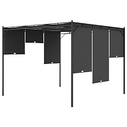 Acheter vidaXL Belvédère de jardin avec rideau latéral 3x3x2,25 m Anthracite