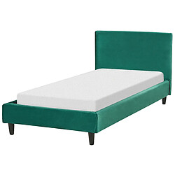 Beliani Lit simple en velours vert foncé 90 x 200 cm FITOU