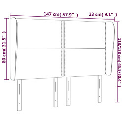 Acheter vidaXL Tête de lit avec oreilles Gris foncé 147x23x118/128 cm Tissu