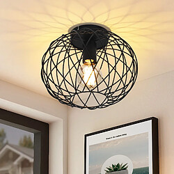 NETTLIFE Plafonnier E27 Rond Noir 30CM Max. 40W Lampe de Couloir en Métal Rétro Vintage Abat-Jour Industriel pour Allée Salon Chambre Cuisine