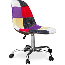 Acheter ICONIK INTERIOR Chaise de Bureau à roulettes - Chaise de Bureau - Tapissée en Patchwork - Tessa Multicolore